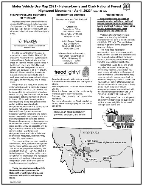 Highwood Mountains MVUM — Helena-Lewis and Clark National Forest (2023)