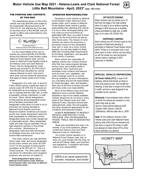 Little Belt Mountains Motor Vehicle Use Map (MVUM) — Helena-Lewis and Clark National Forest (2023)