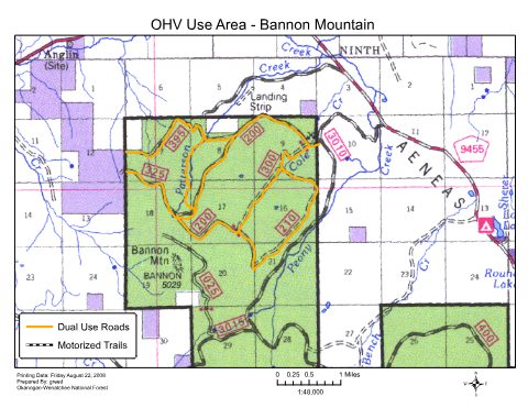 Tonasket OHV Map Bannon Mtn MVUM — Colville National Forest