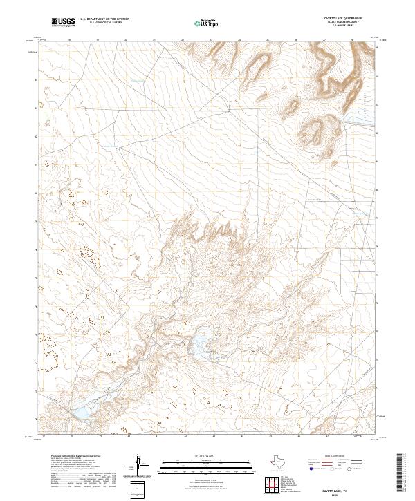 Cavett Lake, TX — USGS 7.5-minute topo (2022)