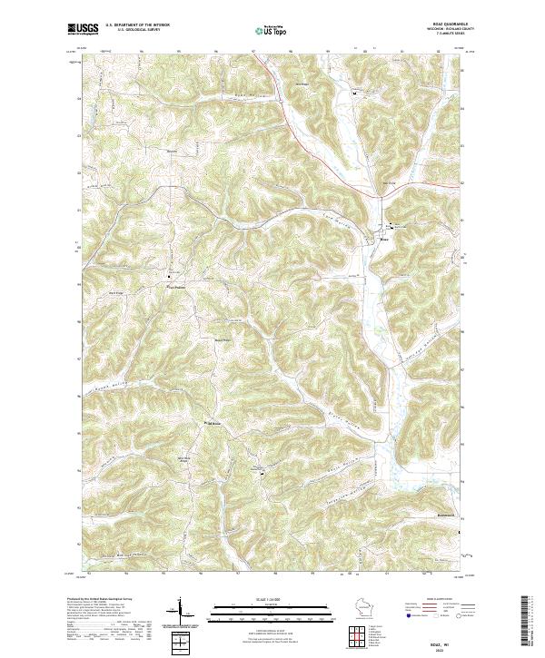 Boaz, WI — USGS 7.5-minute topo (2022)