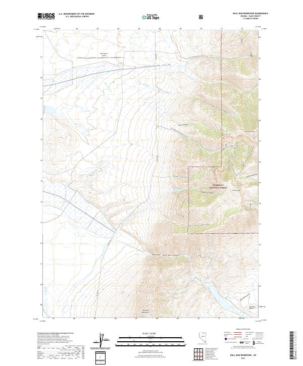 Bull Run Reservoir, NV — USGS 7.5-minute topo (2021)