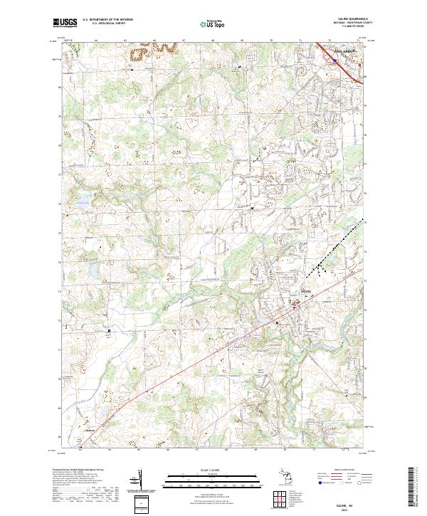 Saline, MI — USGS 7.5-minute topo (2023)