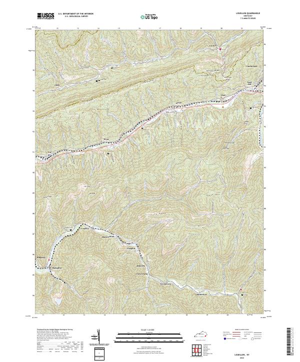 Louellen, KY — USGS 7.5-minute topo (2022)
