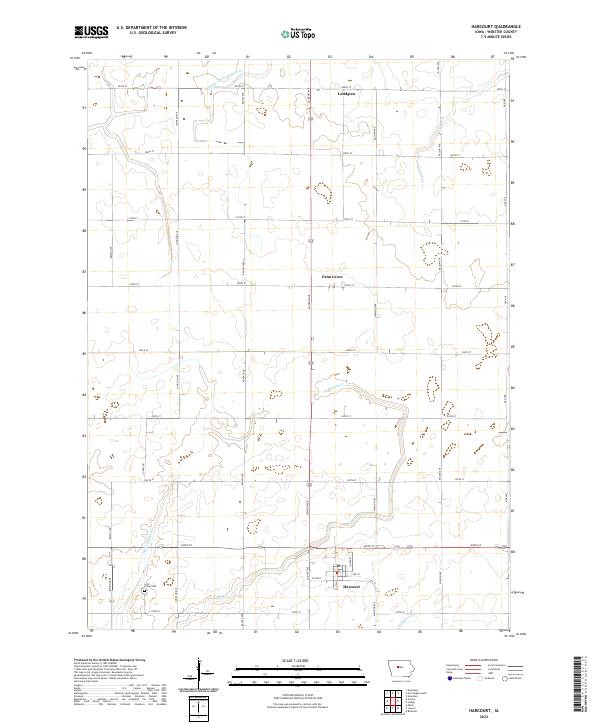 Harcourt, IA — USGS 7.5-minute topo (2022)