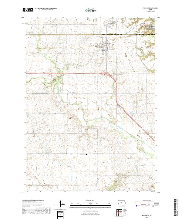 Woodward, IA — USGS 7.5-minute topo (2022)