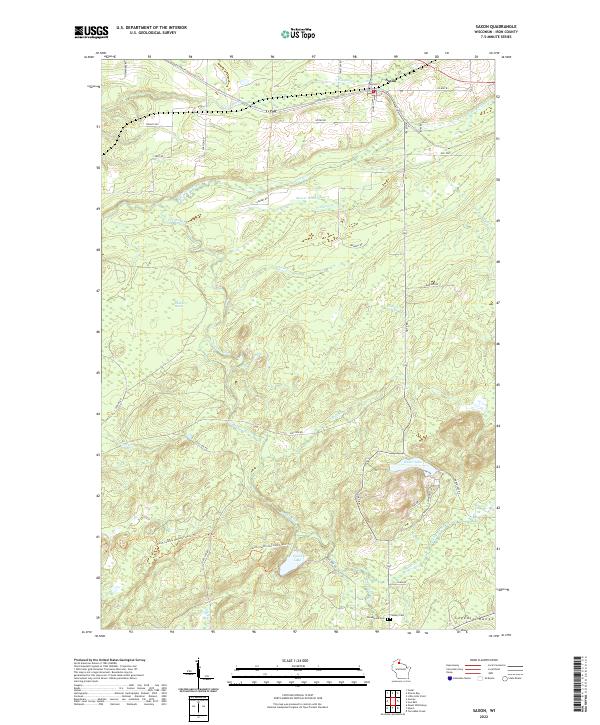 Saxon, WI — USGS 7.5-minute topo (2022)