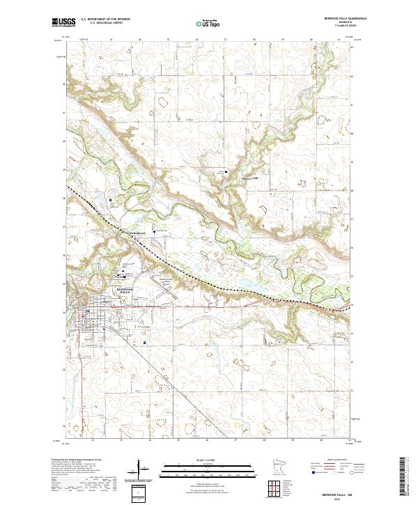 Redwood Falls, MN — USGS 7.5-minute topo (2022)