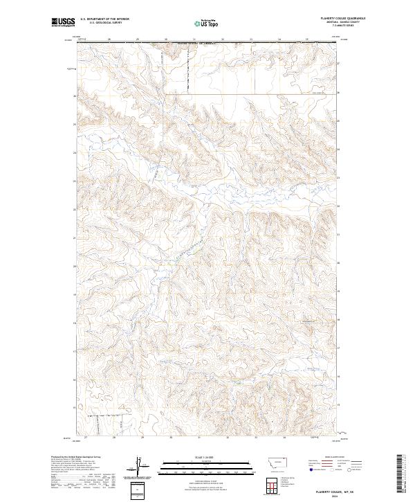 Flaherty Coulee, MT-SK — USGS 7.5-minute topo (2024)