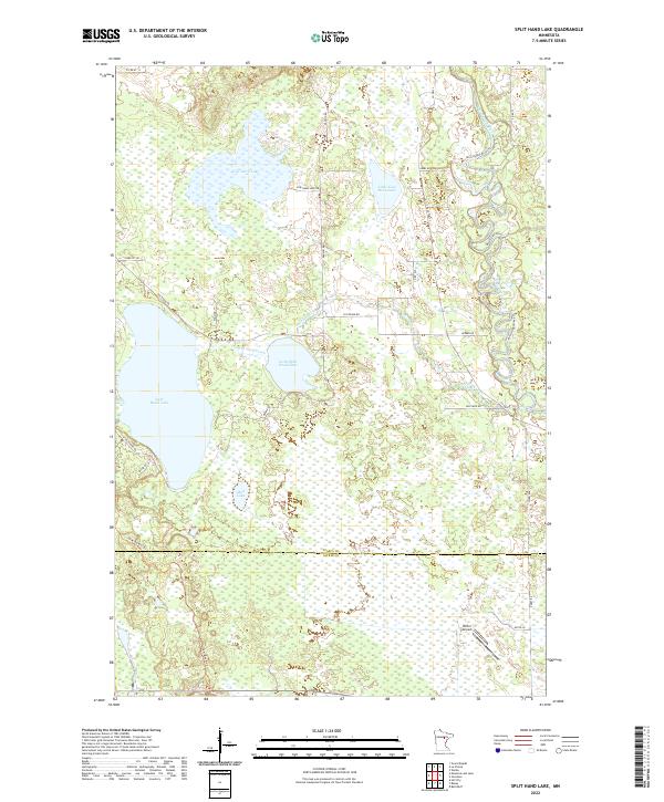 Split Hand Lake, MN — USGS 7.5-minute topo (2022)