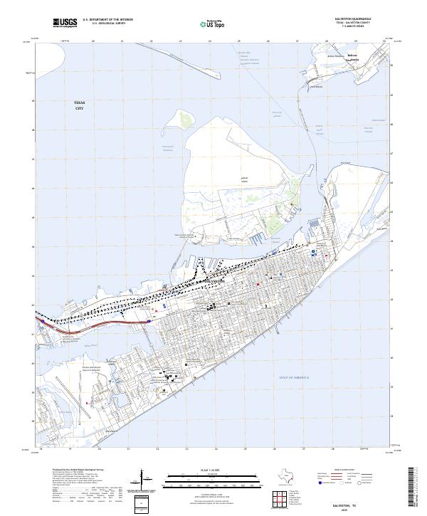 Galveston, TX — USGS 7.5-minute topo (2025)