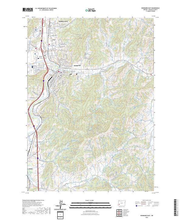 Roseburg East, OR — USGS 7.5-minute topo (2024)