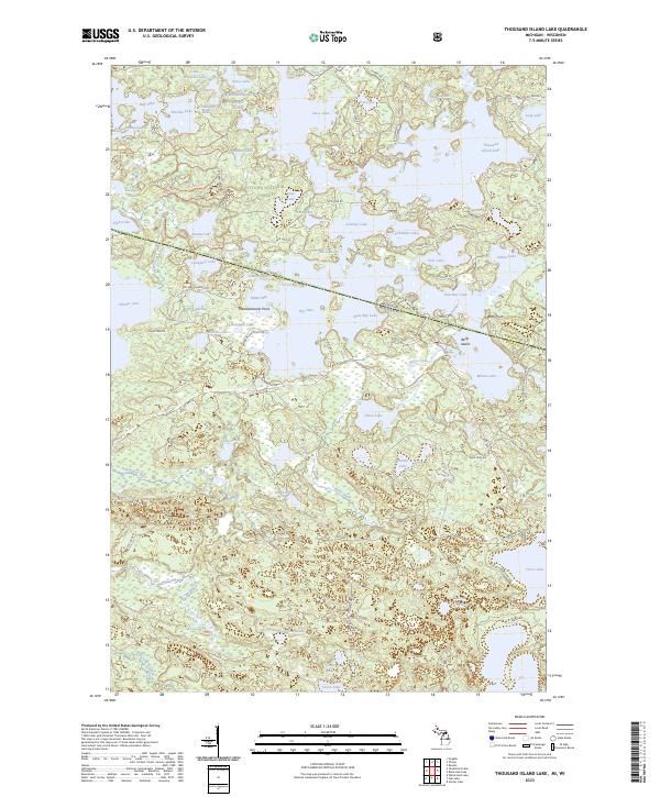 Thousand Island Lake, MI-WI — USGS 7.5-minute topo (2023)