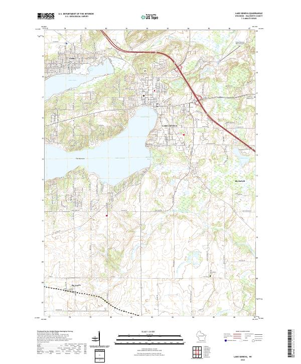 Lake Geneva, WI — USGS 7.5-minute topo (2022)