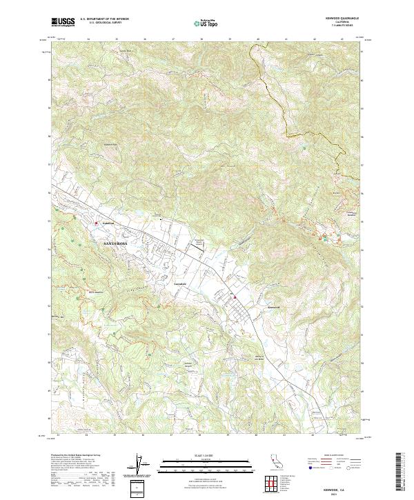 Kenwood, CA — USGS 7.5-minute topo (2021)