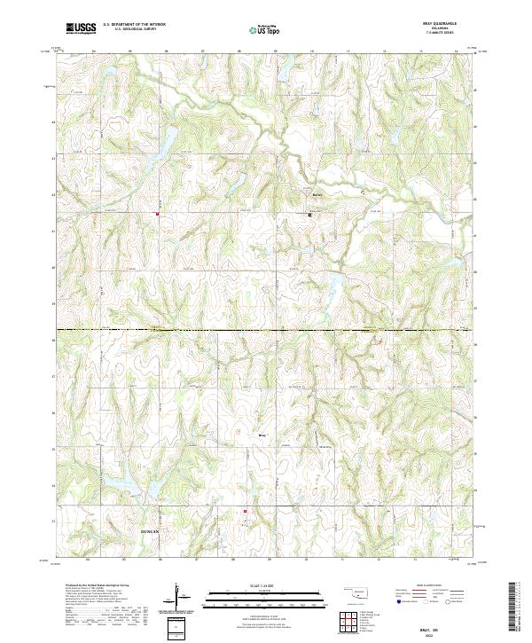 Bray, OK — USGS 7.5-minute topo (2022)