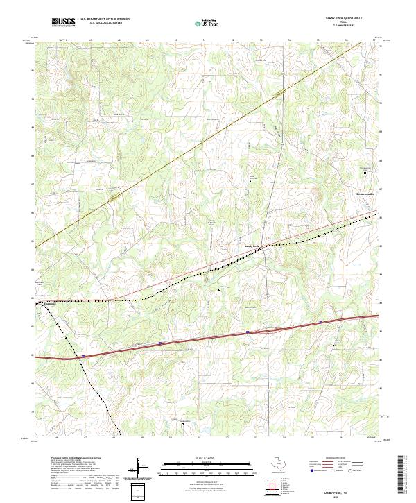 Sandy Fork, TX — USGS 7.5-minute topo (2022)