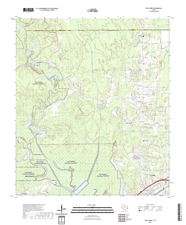 Pine Forest, TX — USGS 7.5-minute topo (2022)