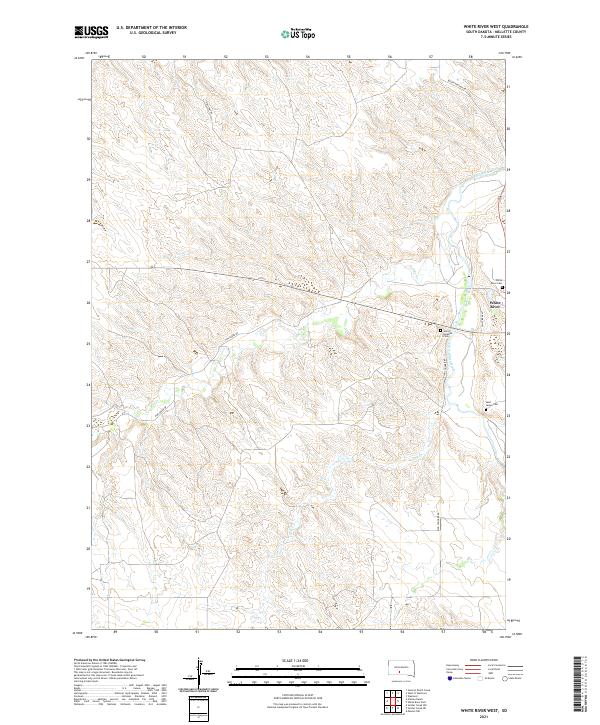 White River West, SD — USGS 7.5-minute topo (2021)