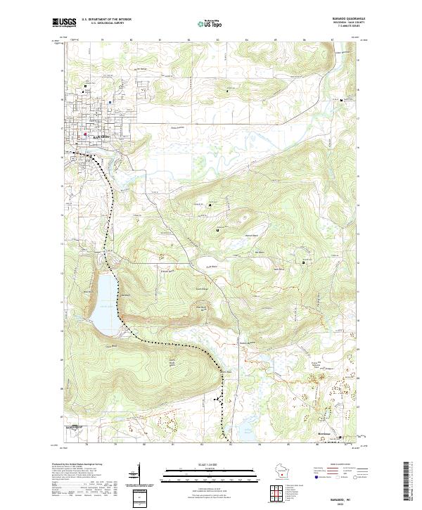 Baraboo, WI — USGS 7.5-minute topo (2022)