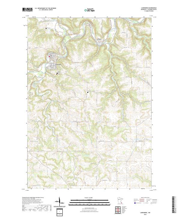 Lanesboro, MN — USGS 7.5-minute topo (2022)