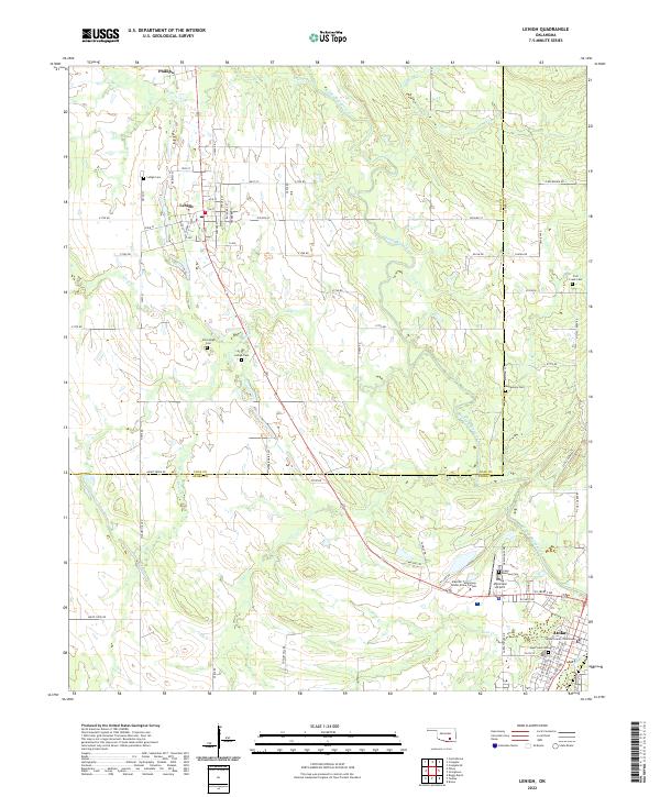 Lehigh, OK — USGS 7.5-minute topo (2022)