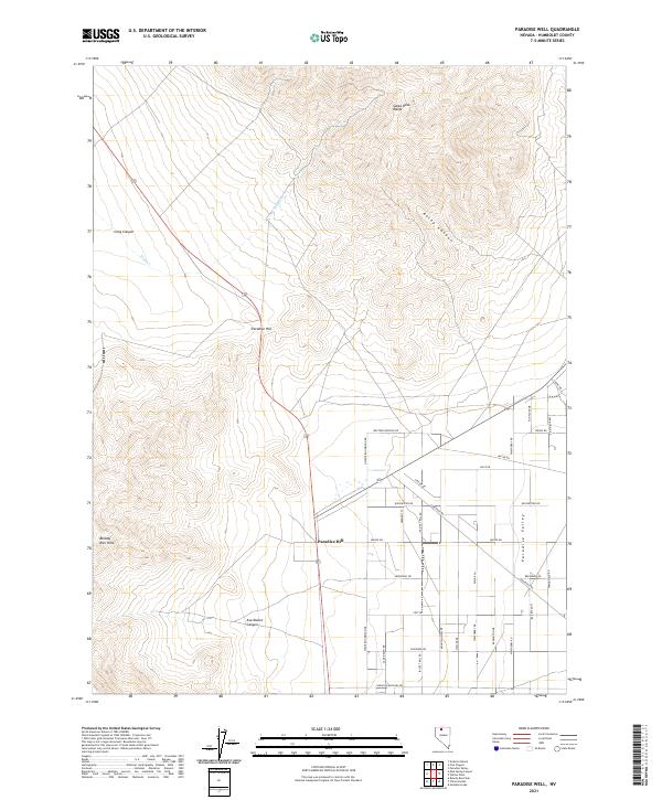 Paradise Well, NV — USGS 7.5-minute topo (2021)