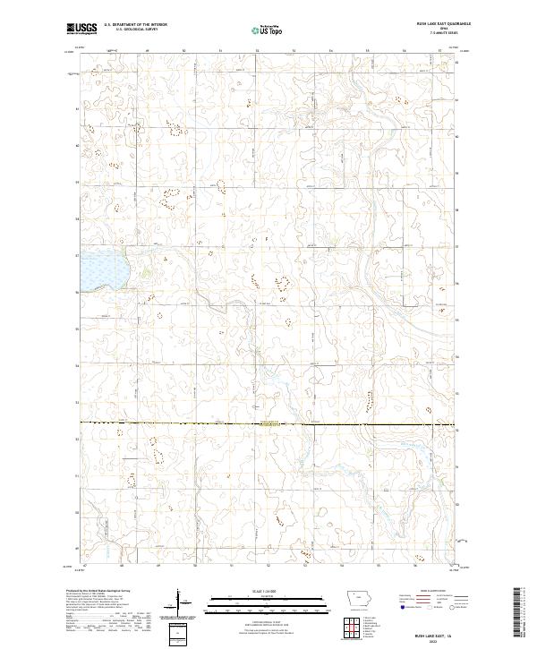 Rush Lake East, IA — USGS 7.5-minute topo (2022)
