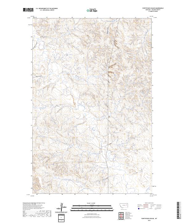 Fortyfour Coulee, MT — USGS 7.5-minute topo (2024)