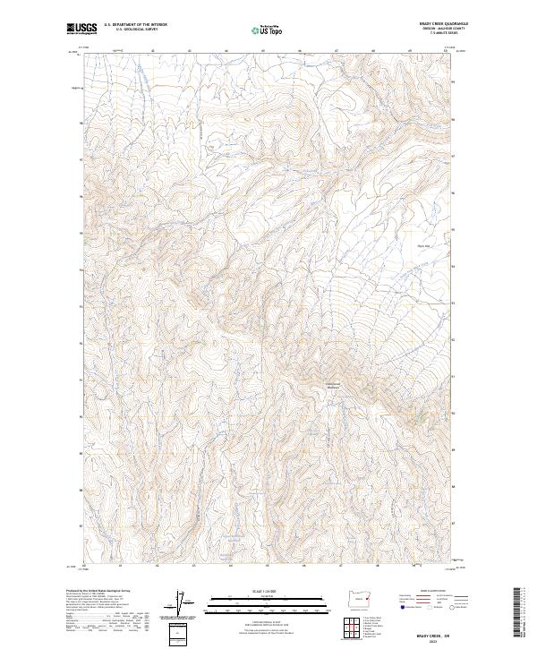 Brady Creek, OR — USGS 7.5-minute topo (2023)