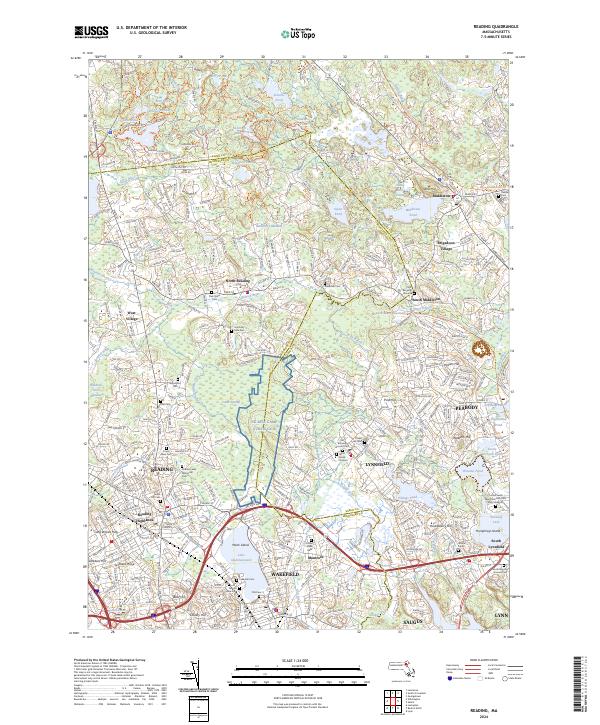 Reading, MA — USGS 7.5-minute topo (2024)