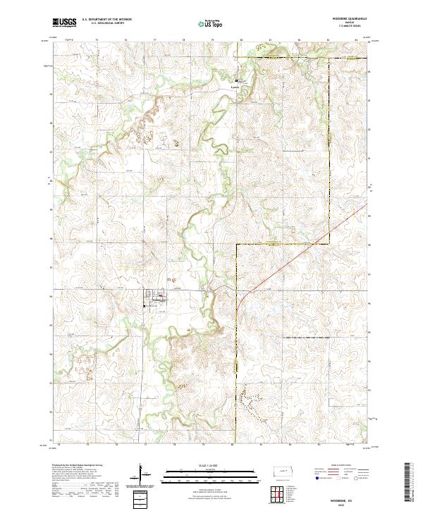 Woodbine, KS — USGS 7.5-minute topo (2022)