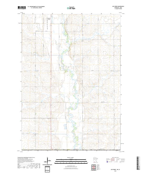 Ash Creek, MN-IA — USGS 7.5-minute topo (2022)