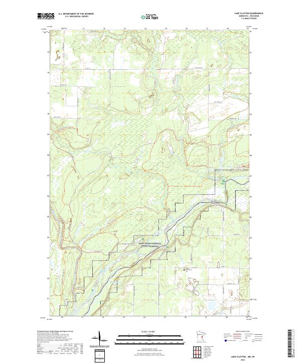 Lake Clayton, MN-WI — USGS 7.5-minute topo (2022)