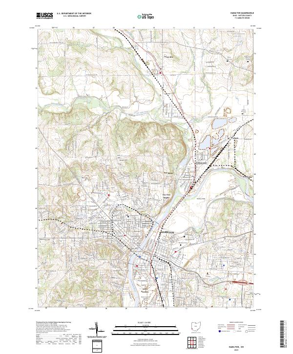 Hamilton, OH — USGS 7.5-minute topo (2023)