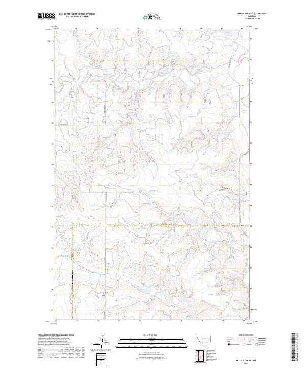 Kraut Coulee, MT — USGS 7.5-minute topo (2024)
