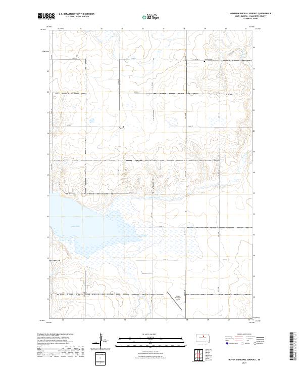 Hoven Municipal Airport, SD — USGS 7.5-minute topo (2021)