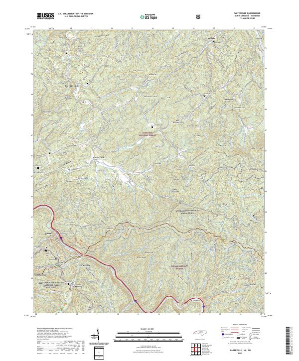 Waterville, NC-TN — USGS 7.5-minute topo (2022)