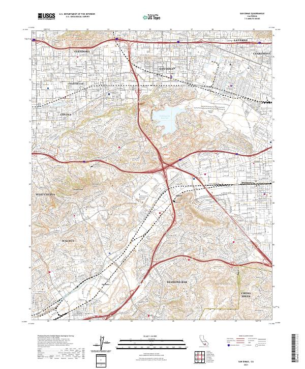 San Dimas, CA — USGS 7.5-minute topo (2021)