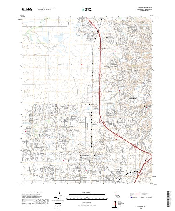 Roseville, CA — USGS 7.5-minute topo (2021)