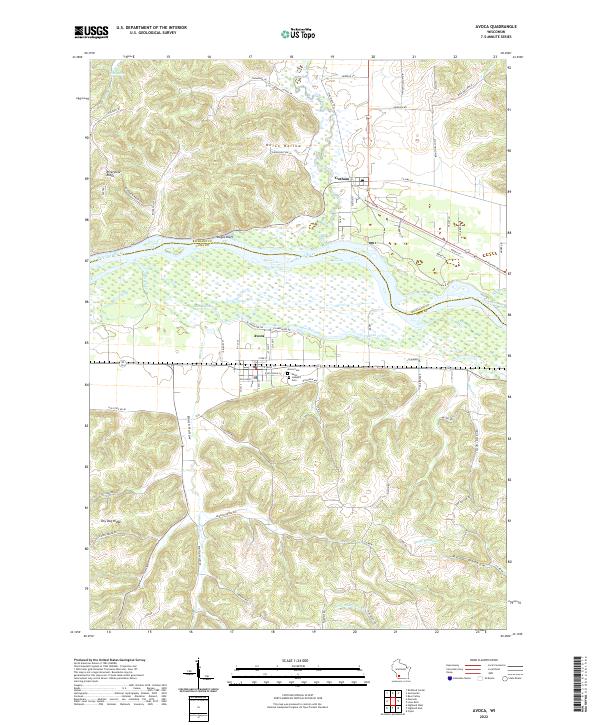 Avoca, WI — USGS 7.5-minute topo (2022)