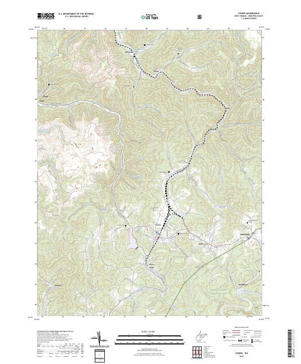 Cowen, WV — USGS 7.5-minute topo (2023)