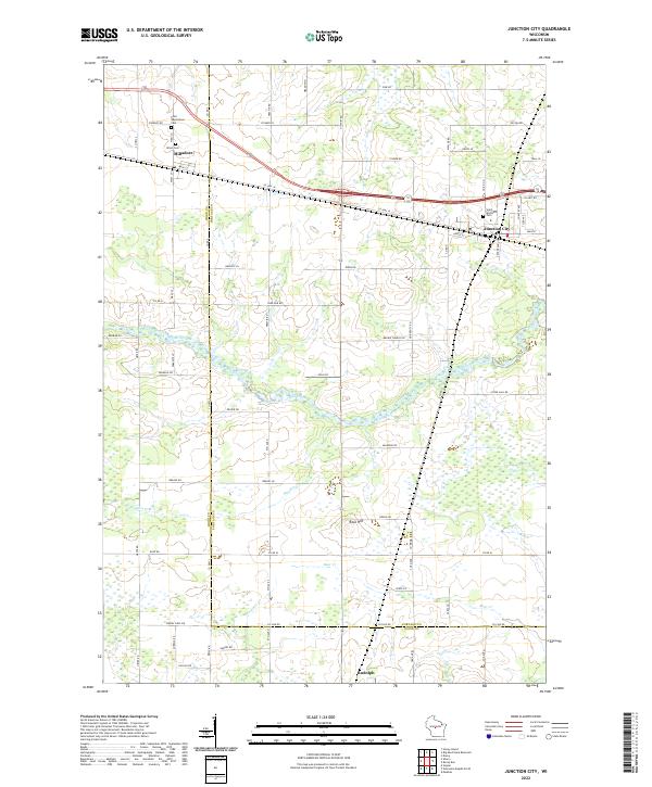 Junction City, WI — USGS 7.5-minute topo (2022)