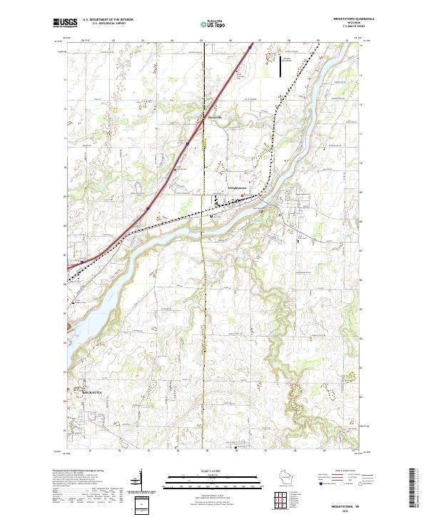 Wrightstown, WI — USGS 7.5-minute topo (2022)