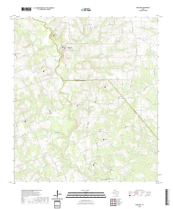 Oakland, TX — USGS 7.5-minute topo (2022)