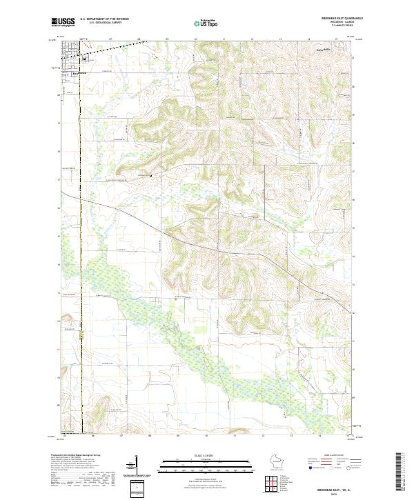Brodhead East, WI-IL — USGS 7.5-minute topo (2022)