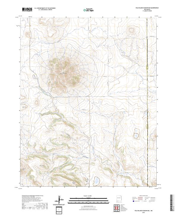 Palo Blanco Mountain, NM — USGS 7.5-minute topo (2023)