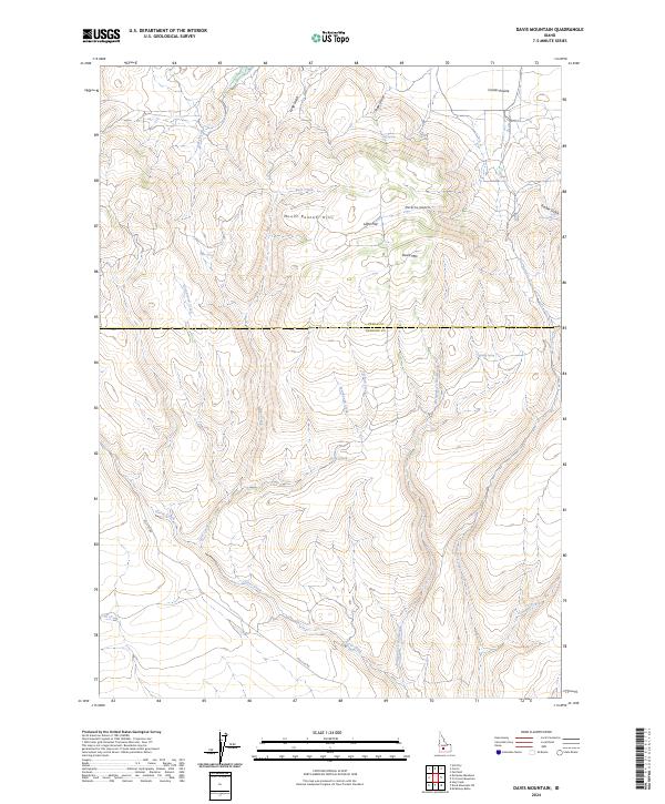 Davis Mountain, ID — USGS 7.5-minute topo (2024)
