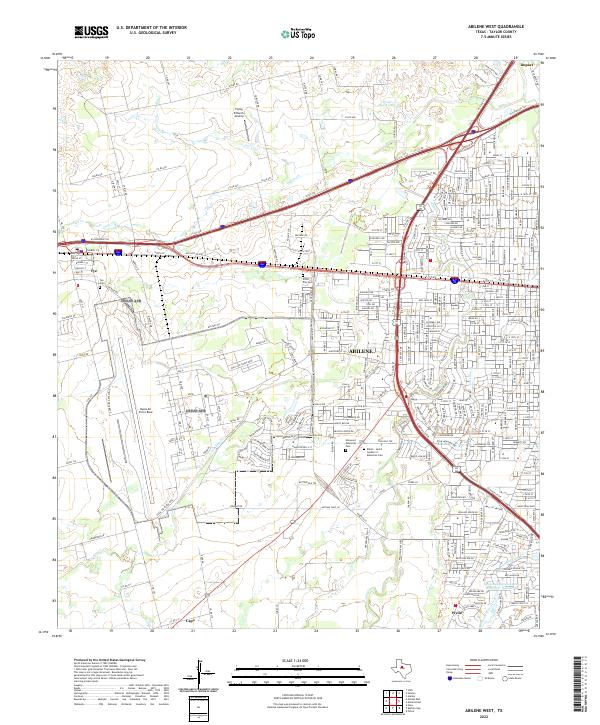Abilene West, TX — USGS 7.5-minute topo (2022)