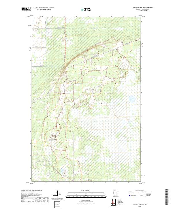 Mulligan Lake NW, MN — USGS 7.5-minute topo (2022)